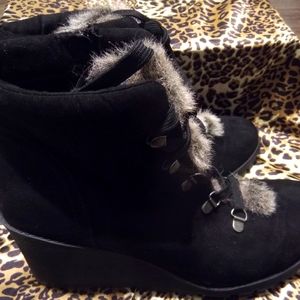 Torrid Sueded Faux Fur Wedge Bootie Sz 11.5ww